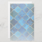 Sapphire Gemstone & Gold Moroccan Tegel Pattern Briefpapier (Voorkant / Achterkant)