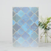 Sapphire Gemstone & Gold Moroccan Tegel Pattern Briefpapier (Staand voorkant)