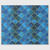 Sapphire Gemstone & Gold Moroccan Tegel Pattern Cadeaupapier (Vlak)