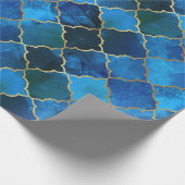 Sapphire Gemstone & Gold Moroccan Tegel Pattern Cadeaupapier (Hoek)