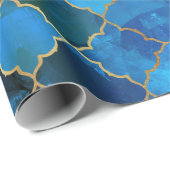 Sapphire Gemstone & Gold Moroccan Tegel Pattern Cadeaupapier (Rol Hoek)