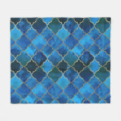 Sapphire Gemstone & Gold Moroccan Tegel Pattern Fleece Deken (Voorkant (Horizontaal))
