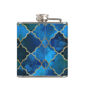 Sapphire Gemstone & Gold Moroccan Tegel Pattern Heupfles (Achterkant)