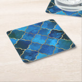 Sapphire Gemstone & Gold Moroccan Tegel Pattern Kartonnen Onderzetters (Schuin)