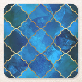 Sapphire Gemstone & Gold Moroccan Tegel Pattern Kartonnen Onderzetters