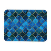 Sapphire Gemstone & Gold Moroccan Tegel Pattern Magneet (Horizontaal)