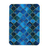 Sapphire Gemstone & Gold Moroccan Tegel Pattern Magneet (Verticaal)