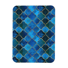 Sapphire Gemstone & Gold Moroccan Tegel Pattern Magneet