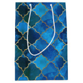 Sapphire Gemstone & Gold Moroccan Tegel Pattern Medium Cadeauzakje (Voorkant)