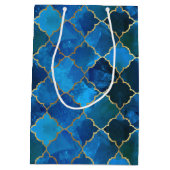 Sapphire Gemstone & Gold Moroccan Tegel Pattern Medium Cadeauzakje (Achterkant)