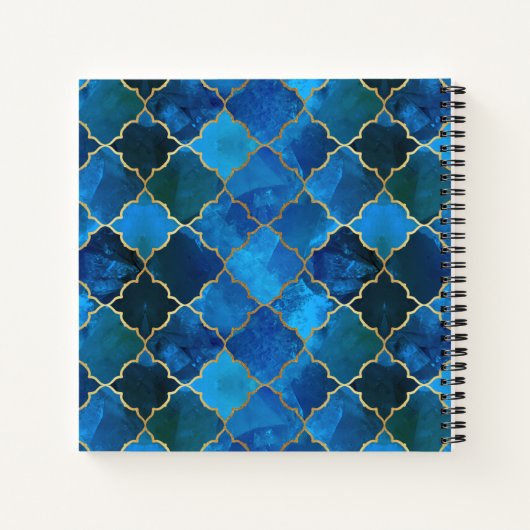Sapphire Gemstone & Gold Moroccan Tegel Pattern Notitieboek (Achterkant)