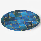 Sapphire Gemstone & Gold Moroccan Tegel Pattern Papieren Bordje (Gekanteld)