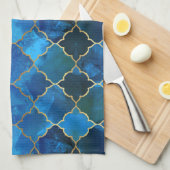 Sapphire Gemstone & Gold Moroccan Tegel Pattern Theedoek (Quarter Fold)
