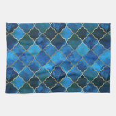 Sapphire Gemstone & Gold Moroccan Tegel Pattern Theedoek (Horizontaal)