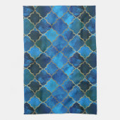 Sapphire Gemstone & Gold Moroccan Tegel Pattern Theedoek (Verticaal)