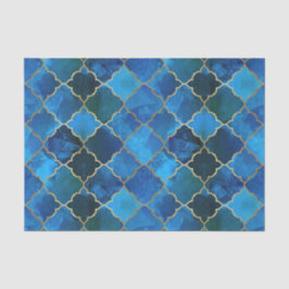 Sapphire Gemstone & Gold Moroccan Tegel Pattern Tissuepapier