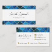 Sapphire Gemstone & Gold Moroccan Tegel Pattern Visitekaartje (Voorkant / Achterkant)