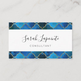 Sapphire Gemstone & Gold Moroccan Tegel Pattern Visitekaartje