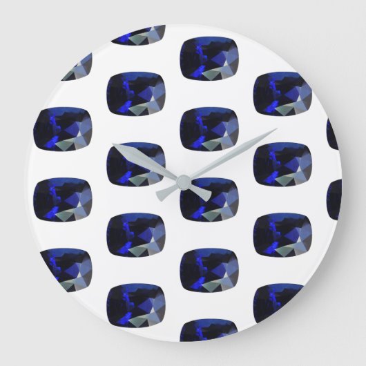 Sapphire Gemstone model Blue Large Clock Grote Klok (Voorkant)