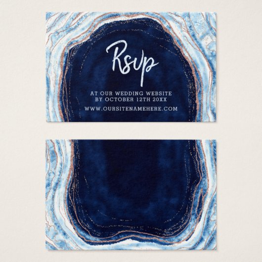 Sapphire Geode Agate Website RSVP Plaats Kaarten Visitekaartje (Voorkant /achterkant)