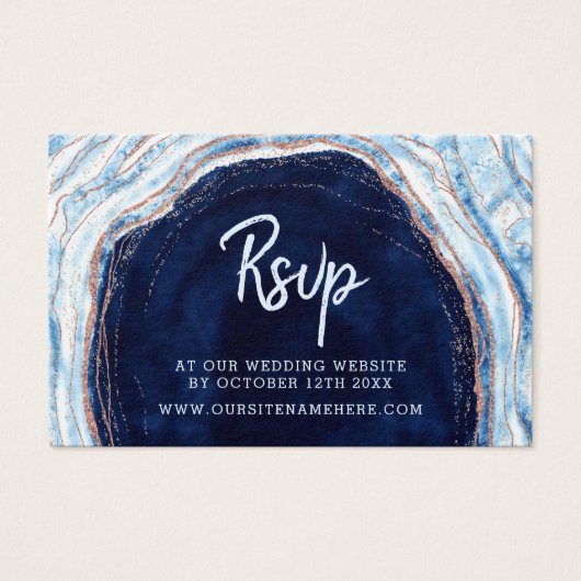 Sapphire Geode Agate Website RSVP Plaats Kaarten Visitekaartje (Voorkant)