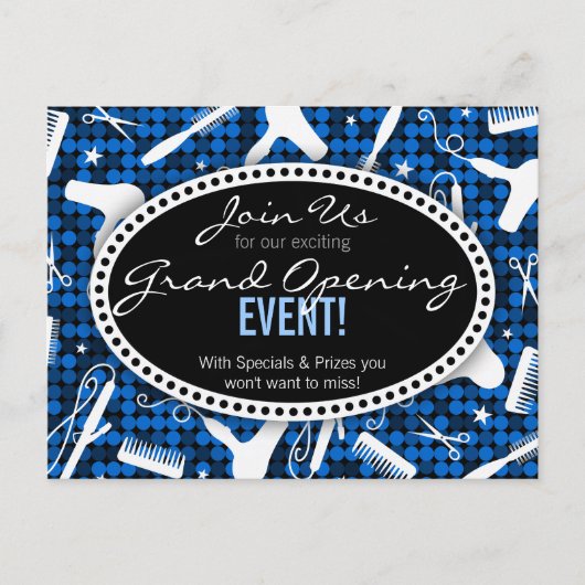 Sapphire Glam Custom Hair Salon Event Briefkaart (Voorkant)