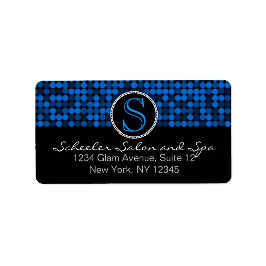 Sapphire Glam Custom Monogram Adresetiketten Etiket (Voorkant)