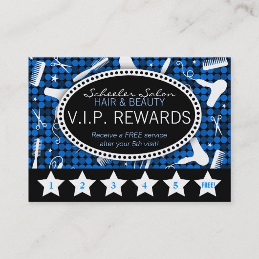 Sapphire Glam Custom Salon Loyalty Punch Card (Voorkant)