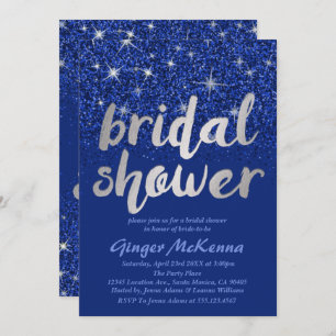 Sapphire Glitter Bridal Shower-uitnodigingen Kaart