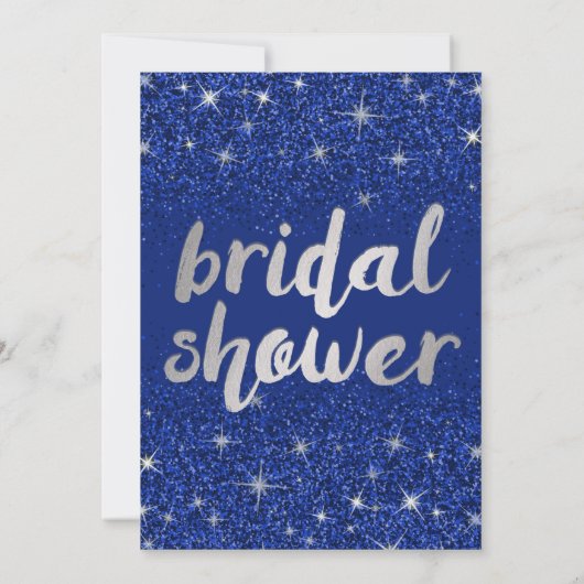 Sapphire Glitter Bruids Douche Uitnodigingen (Achterkant)