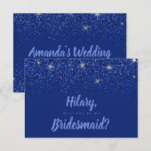 Sapphire Glitz Glitter Bridesmaid Kaart (Voorkant / Achterkant)