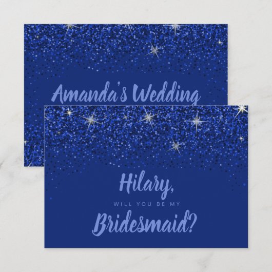 Sapphire Glitz Glitter Bridesmaid Kaart (Voorkant / Achterkant)