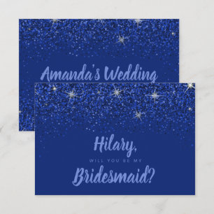 Sapphire Glitz Glitter Bridesmaid Kaart