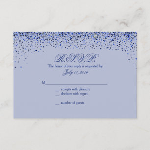 Sapphire Glitz Glitter Wedding Response-kaarten RSVP Kaartje