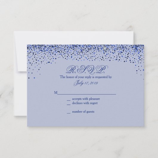 Sapphire Glitz Glitter Wedding Response-kaarten RSVP Kaartje (Voorkant)