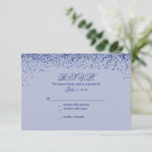 Sapphire Glitz Glitter Wedding Response-kaarten RSVP Kaartje (Staand voorkant)