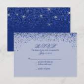 Sapphire Glitz Glitter Wedding Response-kaarten RSVP Kaartje (Voorkant / Achterkant)