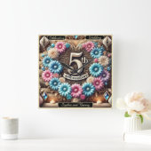 Sapphire Glow: 5e Jubileum Reflectie Vierkante Klok (Huis)