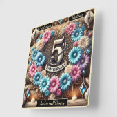 Sapphire Glow: 5e Jubileum Reflectie Vierkante Klok (Hoek)