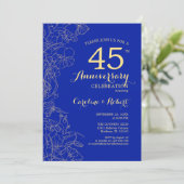 Sapphire Gold Floral 45e Jubileum Kaart (Staand voorkant)
