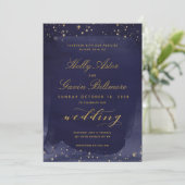 Sapphire & Gold Wedding Invitation Suite Kaart (Staand voorkant)