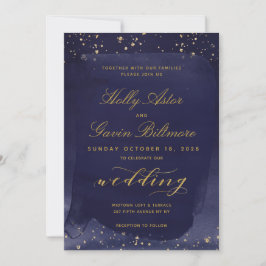 Sapphire & Gold Wedding Invitation Suite Kaart