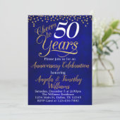 Sapphire Gold Wedding Jubileum Uitnodiging (Staand voorkant)