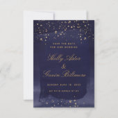 Sapphire & Gold Wedding Save the Date (Voorkant)