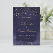 Sapphire & Gold Wedding Save the Date (Staand voorkant)