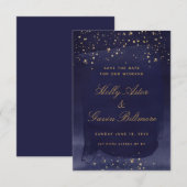 Sapphire & Gold Wedding Save the Date (Voorkant / Achterkant)