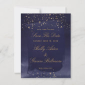 Sapphire & Gold Wedding Save the Date (Voorkant)