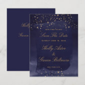 Sapphire & Gold Wedding Save the Date (Voorkant / Achterkant)