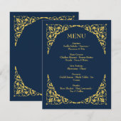 Sapphire Grace Royal Blue and Gold Wedding Menu (Voorkant / Achterkant)