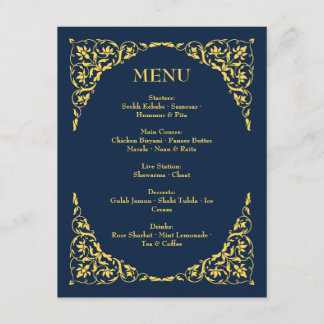 Sapphire Grace Royal Blue and Gold Wedding Menu